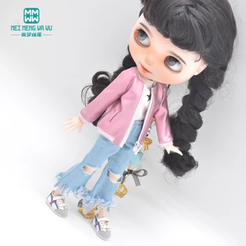 Новая кукольная одежда Blyth Azone OB23 OB24, модная блестящая куртка, джинсы, обувь, подарок для девочки