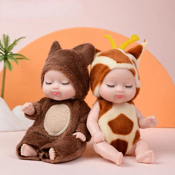 1 шт. кукла для сна с одеждой, имитирующая милое животное, кукла-младенец, Пластиковые куклы Для детей, Игрушки для девочек, Аксессуары 11x5 см