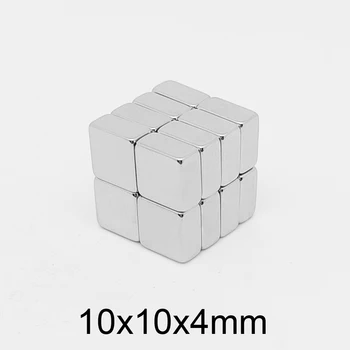 10шт Квадратных Мощных магнитов размером 10x10x4mm, Блок из редкоземельного неодимового магнита 10x10x4mm N35 10*10*4 мм