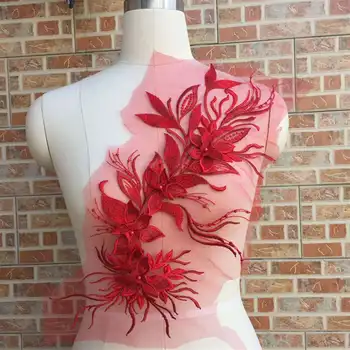1ШТ 50*20 см Кружевная Ткань Аппликация 3D Цветок Свадебная Ткань Для Костюма Платье Декор Патч Швейная Аппликация Ремесла