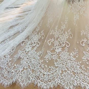3 метра нежной французской кружевной ткани Super Chantilly, свадебный кружевной материал для новобрачных, белое, черное готовое платье для шитья, кружево