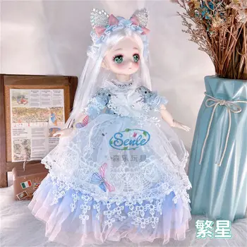 30-сантиметровая кукла BJD в платье принцессы, куклы с шариковыми шарнирами, игрушки с комическим лицом аниме-девочки, детские игрушки для дней рождения 1/6 BJD, детская игрушечная кукла