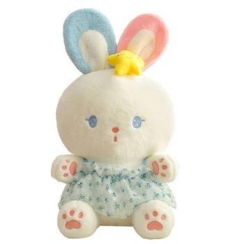 35 см Цветочный Звездный Кролик Плюшевая игрушка Милый Белый Кролик Пресс Кровать Кукла Подруга Подарок Ребенку на День Рождения Фото Украшение