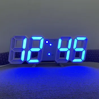 3D светодиодные цифровые Часы настенный декор Светящийся Ночной Режим Регулируемые Электронные Настольные Часы Настенные Часы украшение гостиной Светодиодные часы