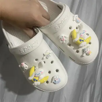 8шт Kawaii Cute Sanrio Cinnamoroll, костюм с пряжкой для обуви, Аксессуары для поделок, украшения, Подарки на День рождения, Подарки подруге, Игрушки для девочек