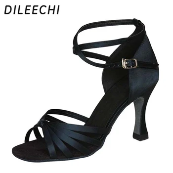 DILEECHI/ женские туфли для латиноамериканских танцев для сальсы, высота каблука 7,5 см, Обувь бронзового цвета, Профессиональная танцевальная обувь
