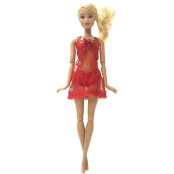NK 1 комплект наряда принцессы, Красная пижама + Нижнее белье + бюстгальтер, Сексуальное кружевное платье, благородная одежда для Барби, Аксессуары, Кукла, подарок для девочки