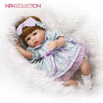 NPK Реалистичная 18-дюймовая возрожденная куколка с модным париком, кукла для волос, лучший подарок для детей на День рождения и Рождество