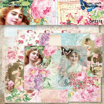 Panalisacraft 8 листов формата А5 В винтажном стиле, Женская Розовая бумага для Скрапбукинга с рисунком, Необычная Упаковка карточек, Легкая Бумажная открытка для рукоделия