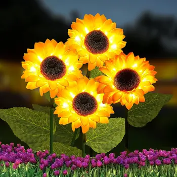 Sunflowers Уличные водонепроницаемые садовые фонари на солнечной энергии, солнечная лампа Fairy LED для сада, патио, двора, свадебной вечеринки, Рождественского декора