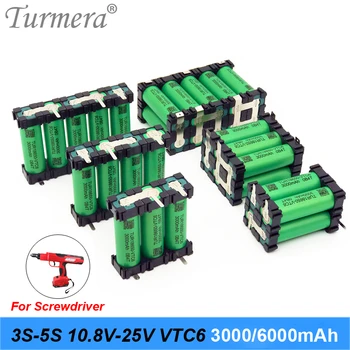 Turmera 3S 12,6V 4S 16,8 V 5S 21V VTC6 Аккумулятор 3000mAh 30A Аккумулятор TUR18650-VTC6 Дополнительный Держатель для Использования Батарей Отверток 12V 18V