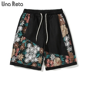 Una Reta, Летние мужские шорты, уличная одежда в стиле хип-хоп, шорты с эластичной талией, Harajuku, свободные Модные повседневные шорты с вышивкой, мужские