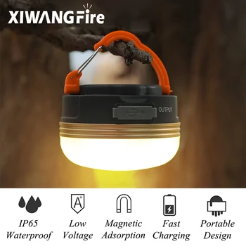 USB Перезаряжаемый портативный фонарик 1800 мАч, Фонари для кемпинга, светодиодный фонарь, настольная лампа, ночная подвеска для походов на открытом воздухе