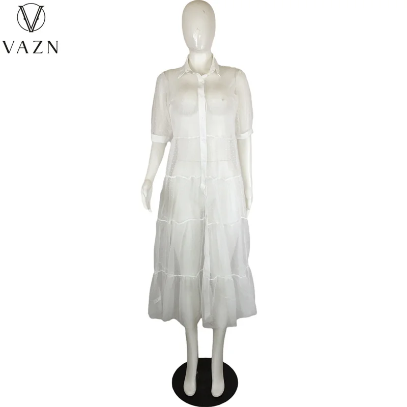 VAZN 2021 INS Прозрачное Однотонное Сексуальное Клубное Открытое Мягкое Эластичное Дизайнерское Джокерное Открытое Женское Платье Макси С Высокой Талией Vestido