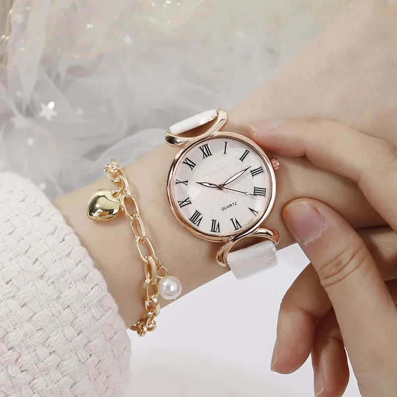 Новинка 2023 года, женские винтажные кварцевые часы с простым круглым циферблатом для отдыха, модный и стильный подарок для темперамента подруги