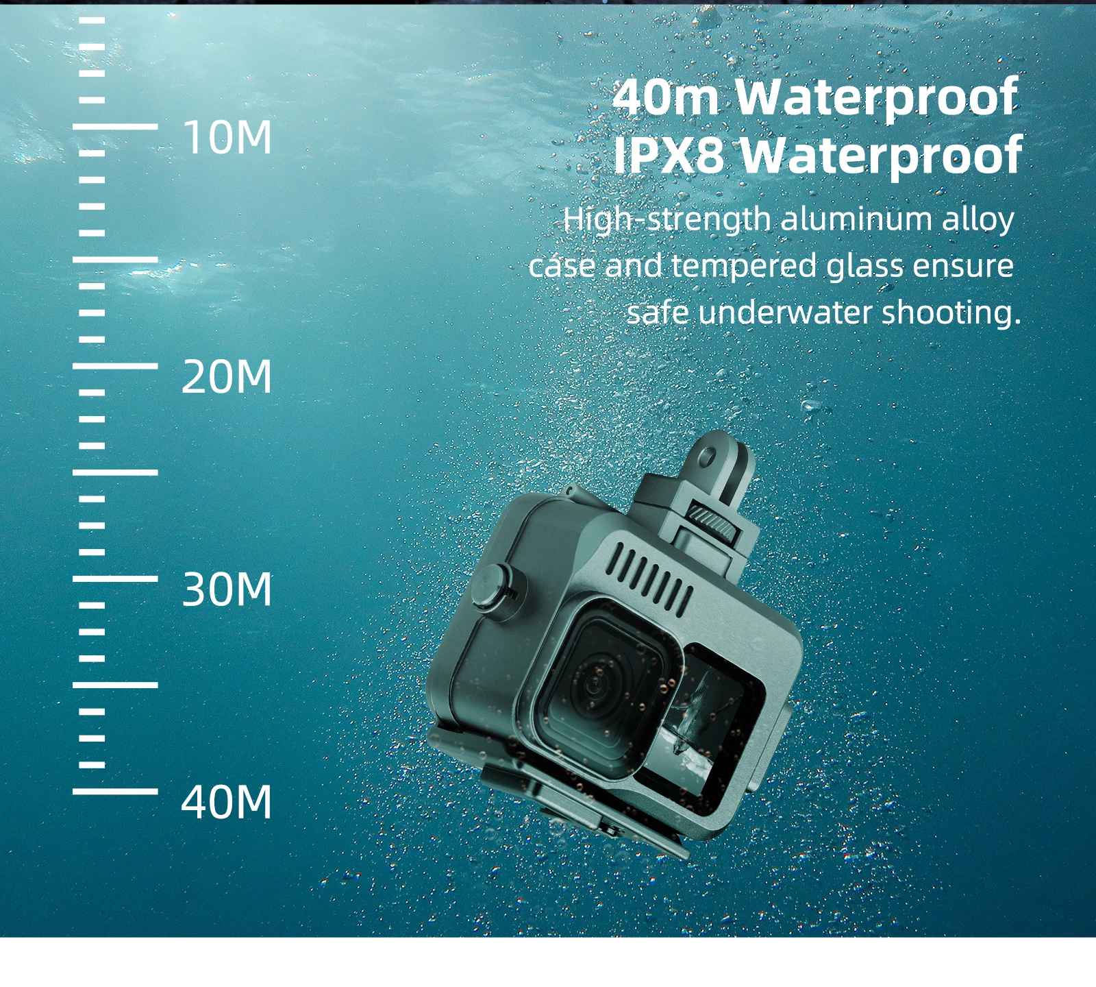 40-метровый алюминиевый сплав, водонепроницаемый корпус, чехол для камеры GoPro9 / 10 /11, подводный расширитель, защитный чехол для дайвинга