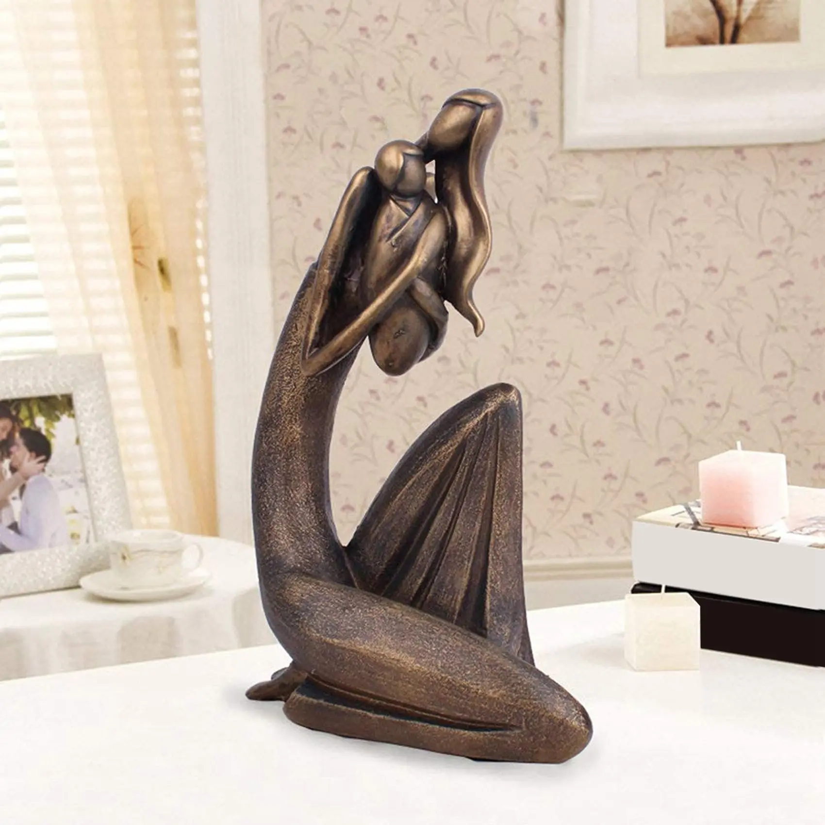 Статуя матери и ребенка, бронзовая скульптура материнской любви, поделки из смолы для гостиной, спальни, кабинета