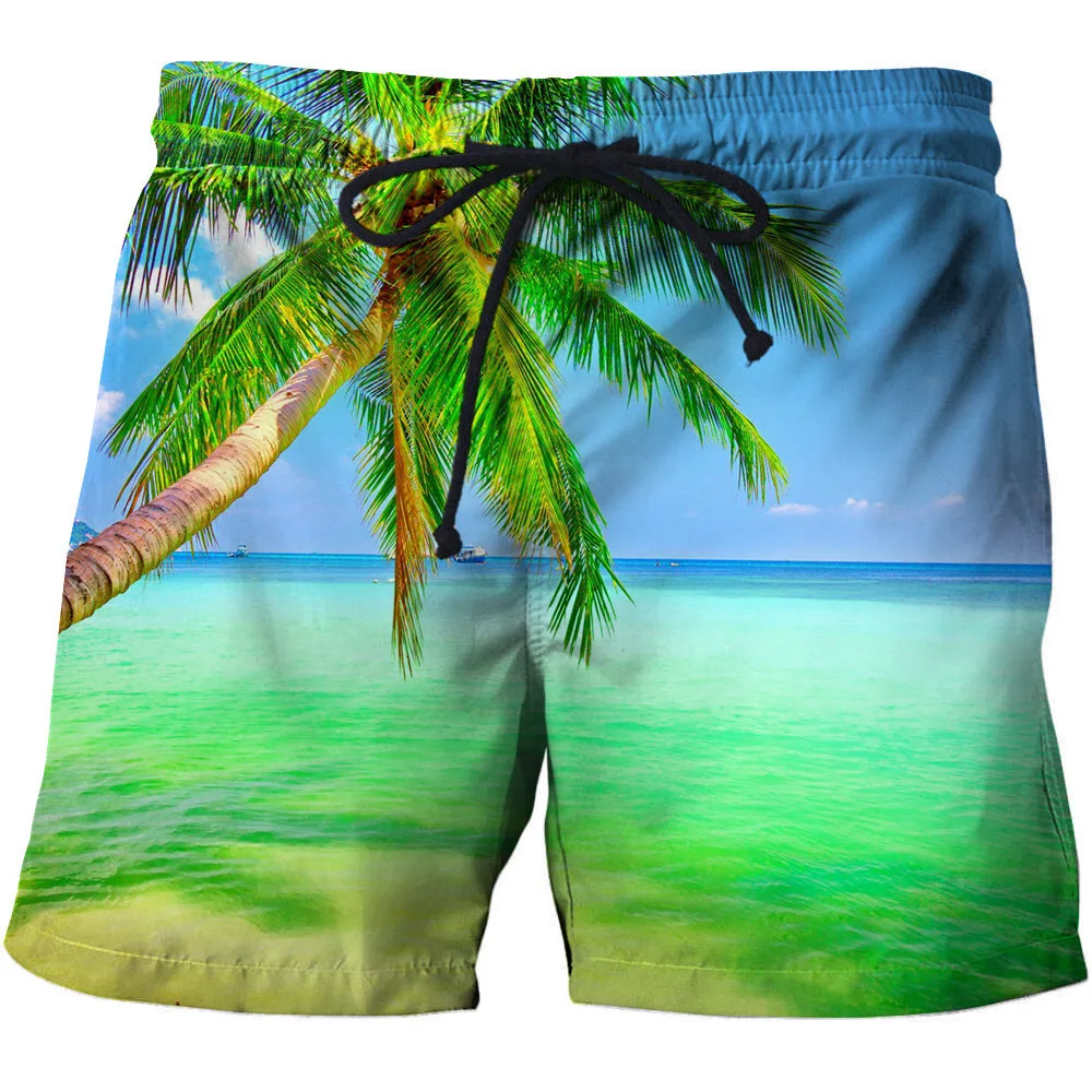 Пляжные шорты-карго с графическим дизайном Palm Tree Sunset Баскетбольные шорты для занятий спортом в тренажерном зале, Бегом, Повседневная Мужская домашняя одежда Унисекс