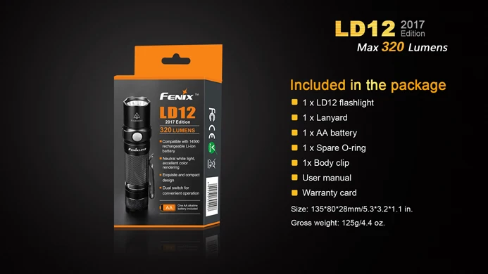 Fenix LD12 2017 года выпуска Taschenlampe Outdoorlampe LED Leuchte 320 люмен