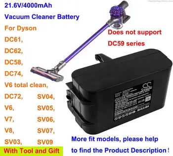 Аккумулятор GreenBattery4000mAh для Dyson Absolute, DC58, DC61, DC62, DC72, DC74, V6 total clean, SV03, V7, V8, SV04, SV05, SV06, SV09
