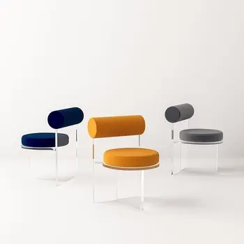 Акриловый стул со спинкой из прозрачного хрусталя, домашний современный минималистичный стул для макияжа в спальне, дизайнерский обеденный стул