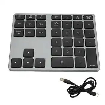 Беспроводная цифровая клавиатура 35 клавиш Ножничный переключатель BT5.0 Корпус из алюминиевого сплава Цифровая клавиатура для настольного ноутбука планшета