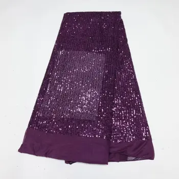 Горячая распродажа Фиолетовая африканская 3D ткань с блестками, французский тюль, сетчатая кружевная ткань, свадебный материал 2023, Высококачественная нигерийская кружевная ткань