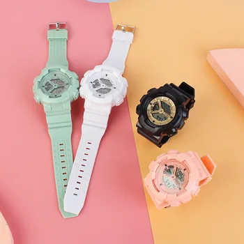 Детские часы, розовый силиконовый ремешок для часов, водонепроницаемый противоударный Электронный цифровой браслет, наручные часы для девочек-студентов, подарок
