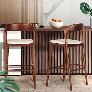 Дизайнерский деревянный обеденный стул Современный Скандинавский Кухонный обеденный стул с высоким полом, Нейтральная спинка, Мобили Для домашнего декора в стиле Каса