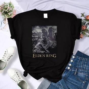 Женские футболки для косплея Elden Ring, Креативный Повседневный укороченный топ, Летняя дышащая футболка, Модная Уличная футболка Оверсайз