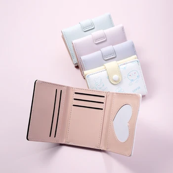 Женский кошелек из кожи с принтом, мелочь на молнии, кредитная карта, сумка для хранения удостоверения личности, короткий кошелек для девочек