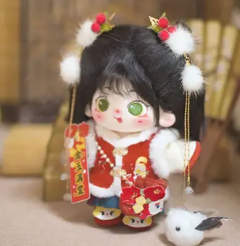 Забавная кукольная одежда с выражением лица Плюшевая 20 см Корейская кукольная одежда Idol, мягкая игрушка для бездомных детей, Милая мультяшная девочка, семейные игрушки в подарок