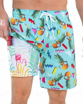Забавные плавательные шорты с ананасом, мужские пляжные шорты, шорты для серфинга для мальчиков, Быстросохнущие Летние спортивные плавки, трусы на шнурке