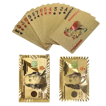 Золотая колода карт Золотые водонепроницаемые игральные карты, карты для покера Колода водонепроницаемых карт, которые можно стирать, Гибкое использование для вечеринок и игр