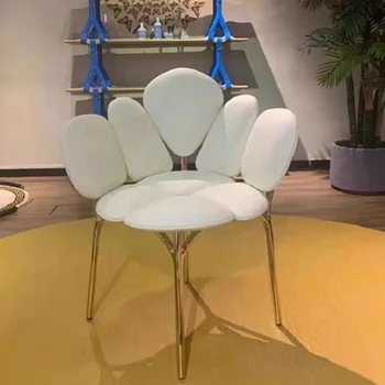 Итальянский Легкий Роскошный Стул с лепестками Креативный Дизайнерский Обеденный стул из нержавеющей Стали Стул со спинкой для гостиной Модный Стул для макияжа