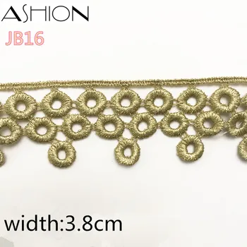 Красивая сетчатая ткань с золотым кружевом шириной 3,8 см, круг из шестеренок, вышитые принадлежности для шитья, лента для рукоделия JB16