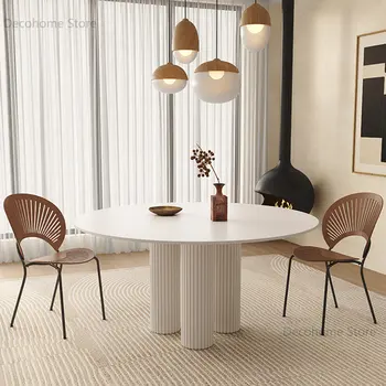 Легкий Роскошный круглый стол, мебель для столовой, Дизайнерские обеденные столы из скандинавского сланца, Обеденный стол для маленькой квартиры, дома, гостиной