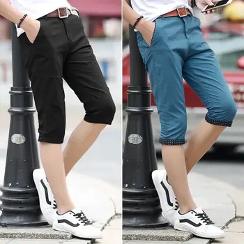 Летние мужские повседневные шорты Seven Point Jeans В корейском стиле, Тонкие хлопчатобумажные шорты Slim Fit, Свободные, большого размера, Спортивный Корейский стиль Q407