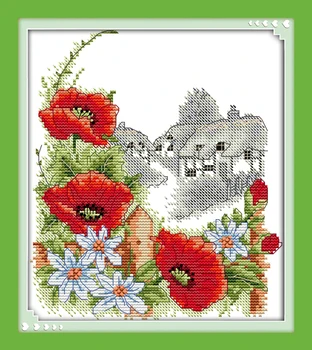 Летний мак набор для вышивки крестом цветок Весенние первоцветы 14 карат 11 карат количество холстов x строчка вышивка DIY рукоделие ручной работы