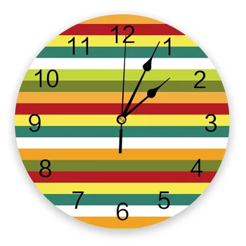Мексика Геометрия Радуга Этническая принадлежность Богемия Большие настенные часы Декор для столовой ресторана Кафе Круглые Настенные часы Украшение дома