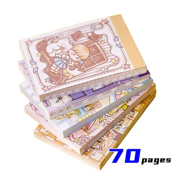 Мини-Карманный Блокнот с милым мультяшным рисунком, Маленький блокнот на 70 Страниц, Портативная записная книжка, Блокнот для заметок и царапин Kawaii Girl Memopad