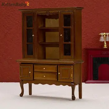 Миниатюрный деревянный китайский классический шкаф-купе, Мини-шкаф для спальни, наборы мебели для дома и жизни в масштабе 1/12 Кукольный домик