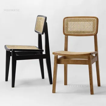 Минималистичные обеденные стулья в стиле ретро из массива ротанга, спинка современного обеденного стула для отдыха, Мебель для ресторана Sillas De Comedor