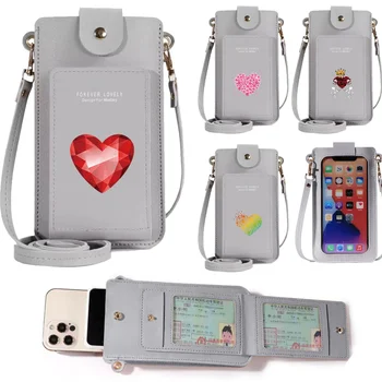 Модные мини-сумки через плечо с принтом серии Love, кошелек для телефона, держатели карт, кошелек, кожаная сумочка, женская мини-сумка-мессенджер