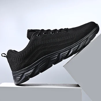 Мужская обувь, повседневная спортивная обувь для марафона на открытом воздухе, бесплатная доставка, летние сетчатые удобные кроссовки для мужчин, черные