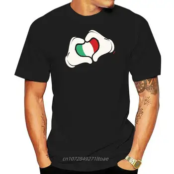 Мужская футболка Italiano Pride с изображением итальянского флага и мультяшными руками и сердцем Italy