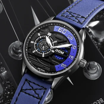 Мужские кварцевые часы DOM, спортивные водонепроницаемые, светящиеся, модные, в стиле милитари, многофункциональные часы M-1328
