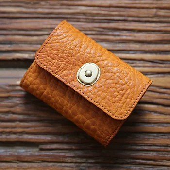 Мужской кошелек из натуральной кожи с коротким удостоверением личности ручной работы, деловой кошелек для монет, органайзер для денежных мешков