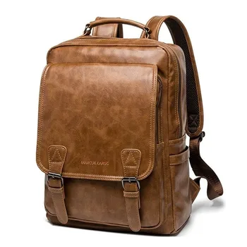 Мужской рюкзак из натуральной кожи, модный тренд, повседневная деловая дорожная сумка, большой емкости, ретро-рюкзак для компьютера, мужской
