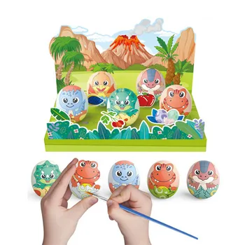Набор для раскрашивания пасхальных яиц Diy Craft Орнамент для пасхальных яиц в стиле динозавров/принцесс/животных, домашнее украшение для пасхальных вечеринок